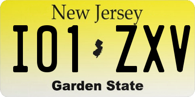 NJ license plate I01ZXV