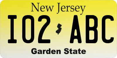 NJ license plate I02ABC