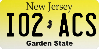 NJ license plate I02ACS