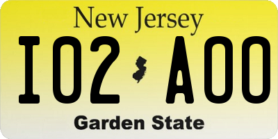 NJ license plate I02AOO