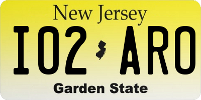 NJ license plate I02ARO