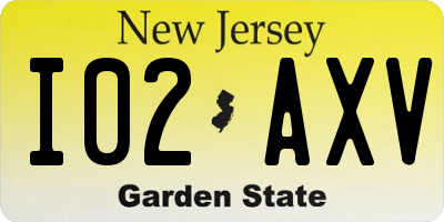 NJ license plate I02AXV