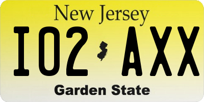 NJ license plate I02AXX