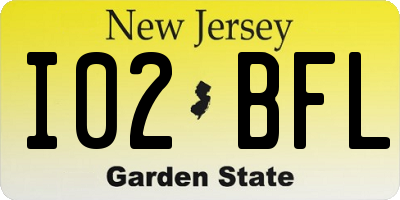 NJ license plate I02BFL