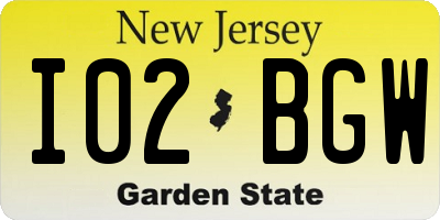 NJ license plate I02BGW