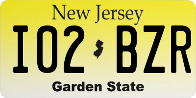 NJ license plate I02BZR