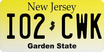 NJ license plate I02CWK