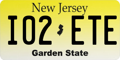 NJ license plate I02ETE