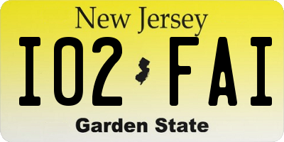 NJ license plate I02FAI