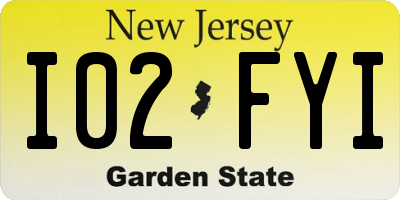 NJ license plate I02FYI