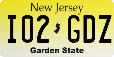 NJ license plate I02GDZ