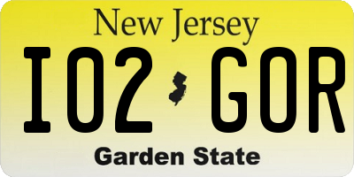 NJ license plate I02GOR
