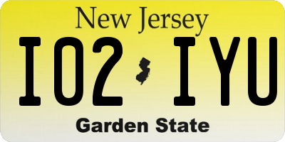 NJ license plate I02IYU