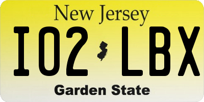 NJ license plate I02LBX