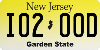NJ license plate I02OOD