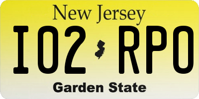 NJ license plate I02RPO