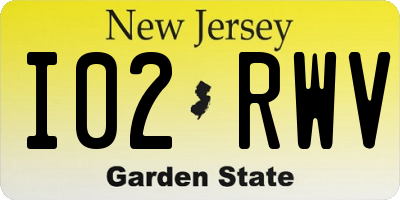 NJ license plate I02RWV