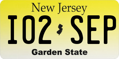 NJ license plate I02SEP