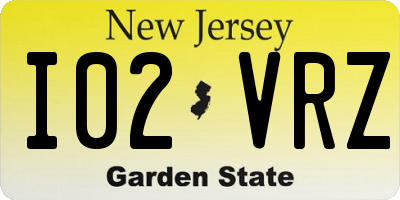 NJ license plate I02VRZ