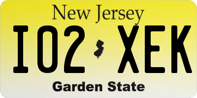 NJ license plate I02XEK