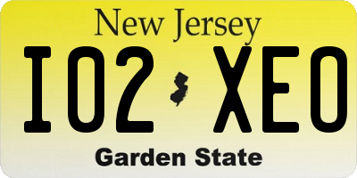 NJ license plate I02XEO