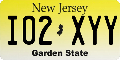 NJ license plate I02XYY