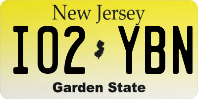 NJ license plate I02YBN