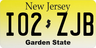 NJ license plate I02ZJB