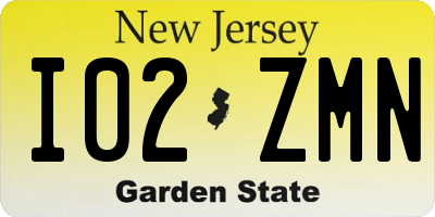 NJ license plate I02ZMN