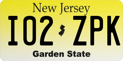 NJ license plate I02ZPK