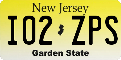 NJ license plate I02ZPS