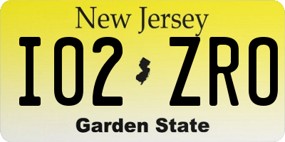 NJ license plate I02ZRO