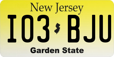 NJ license plate I03BJU