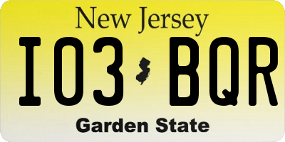 NJ license plate I03BQR
