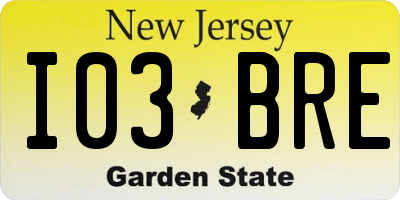 NJ license plate I03BRE