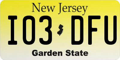 NJ license plate I03DFU