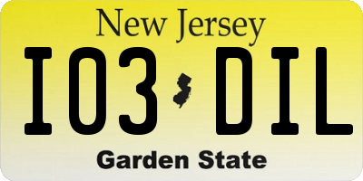 NJ license plate I03DIL