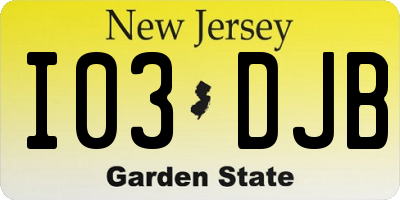 NJ license plate I03DJB