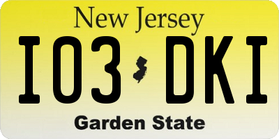 NJ license plate I03DKI