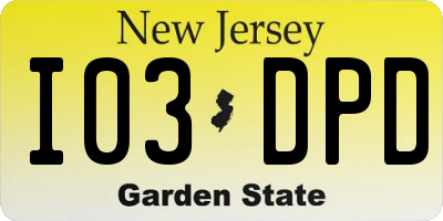 NJ license plate I03DPD