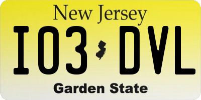 NJ license plate I03DVL