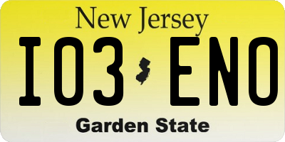 NJ license plate I03ENO