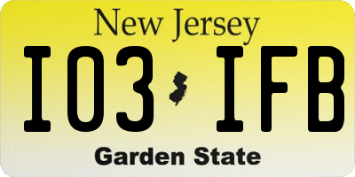 NJ license plate I03IFB