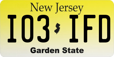 NJ license plate I03IFD