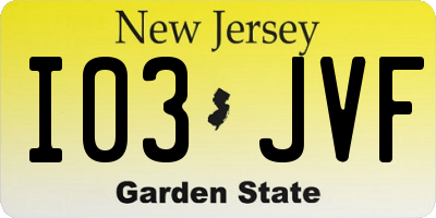 NJ license plate I03JVF