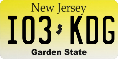 NJ license plate I03KDG