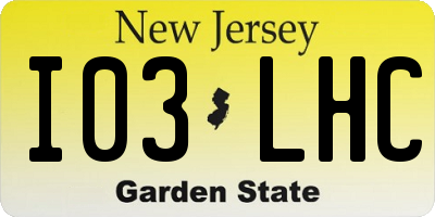 NJ license plate I03LHC
