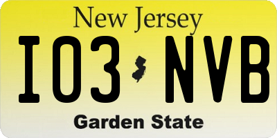 NJ license plate I03NVB