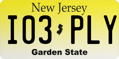 NJ license plate I03PLY