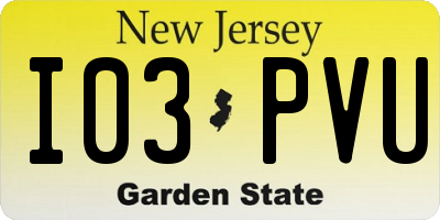 NJ license plate I03PVU